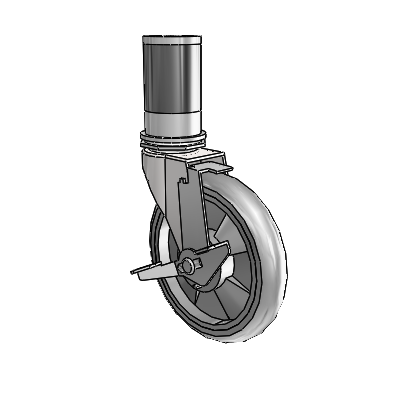 Regent Expanding Adapter Bright Chrome Swivel Caster with 5 x .9375 Grey MonoTech Wheel and Tread Lock Brake