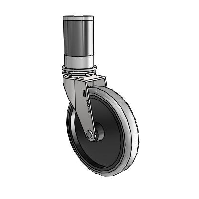Ruedas giratorias con adaptador extensible Regent, acabado cromado brillante, con 5 ruedas de caucho termoplástico gris de 0,9375