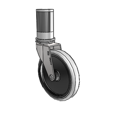 Regent Expanding Adapter Bright Chrome Swivel Caster with 5 x .9375 Grey Thermoplastic Urethane Wheel