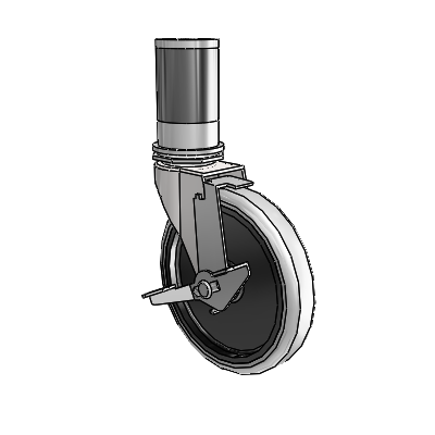Regent Expanding Adapter Bright Chrome Swivel Caster with 5 x .9375 Grey Thermoplastic Urethane Wheel and Tread Lock Brake