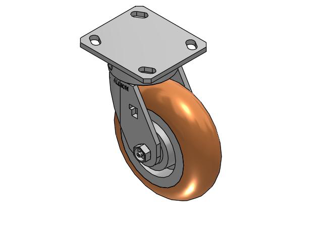 170 Series Top Plate Swivel Caster with 6 x 2 Butterscotch Tread on Aluminum Core PM - Round Polyurethane (Aluminum Core) Wheel