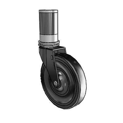 Regent Expanding Adapter Black Oxide Swivel Caster with 5 x .9375 Black Hard Rubber Wheel