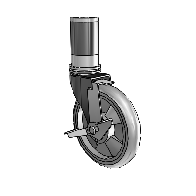 Regent Expanding Adapter Black Oxide Swivel Caster with 5 x .9375 Grey MonoTech Wheel and Tread Lock Brake