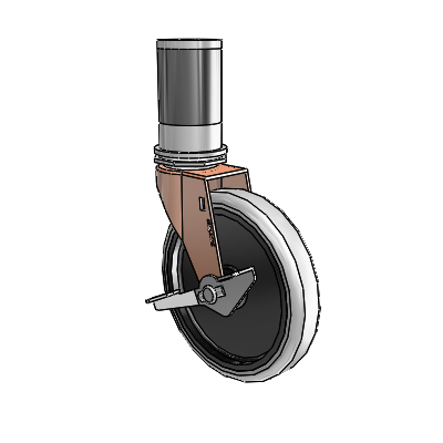 Regent Expanding Adapter Copper Oxide Swivel Caster with 5 x .9375 Grey Thermoplastic Urethane Wheel and Side Brake