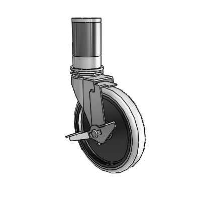 Regent Expanding Adapter Polished Nickel Swivel Caster with 5 x .9375 Grey Thermoplastic Urethane Wheel and Tread Lock Brake