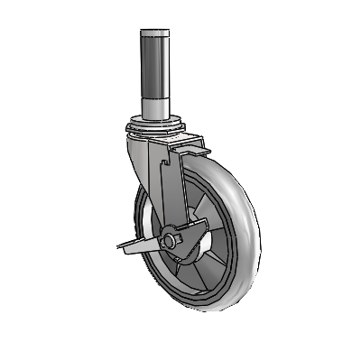 Regent Expanding Adapter Bright Chrome Swivel Caster with 5 x .9375 Grey MonoTech Wheel and Tread Lock Brake