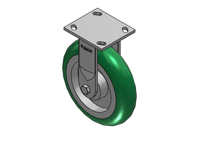 170 Series Top Plate Rigid Caster with 8 x 2 Green Tread on Aluminum Core PM - Round Polyurethane (Aluminum Core) Wheel