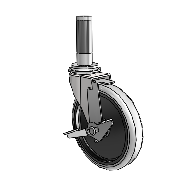 Regent Expanding Adapter Bright Chrome Swivel Caster with 5 x .9375 Grey Thermoplastic Urethane Wheel and Tread Lock Brake