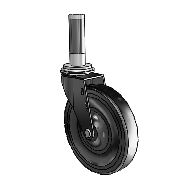 Regent uitbreidbare adapter, zwenkwiel met zwarte oxide-afwerking en 5 stuks .9375 zwarte wielen van zacht rubber