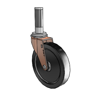 Regent Expanding Adapter Copper Oxide Swivel Caster with 5 x .9375 Black Polyolefin Wheel
