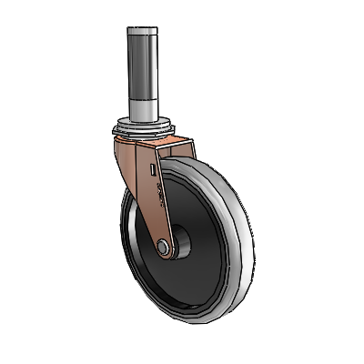 Regent Expanding Adapter Copper Oxide Swivel Caster with 5 x .9375 Grey Thermoplastic Rubber Wheel
