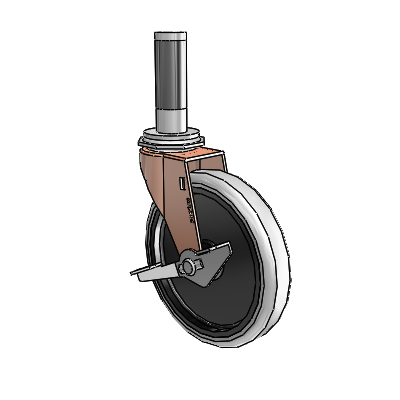 Roulette pivotante Regent à adaptateur extensible en oxyde de cuivre, équipée de 5 roues en uréthane thermoplastique gris de 0,9375 et d'un frein latéral