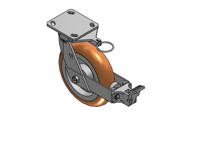 170 Series Top Plate Swivel Caster with 8 x 2 Butterscotch Tread on Aluminum Core PM - Round Polyurethane (Aluminum Core) Wheel and Face Brake