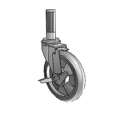 Regent Expanding Adapter Zinc Swivel Caster with 5 x .9375 Grey MonoTech Wheel and Tread Lock Brake
