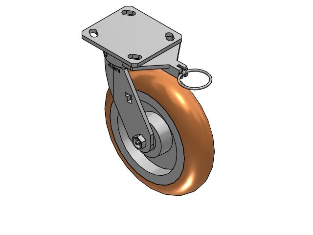 Roulette pivotante à plaque supérieure de la série 170 avec bande de roulement « Butterscotch » 8 x 2 sur noyau en aluminium PM - Roue ronde en polyuréthane (noyau en aluminium)