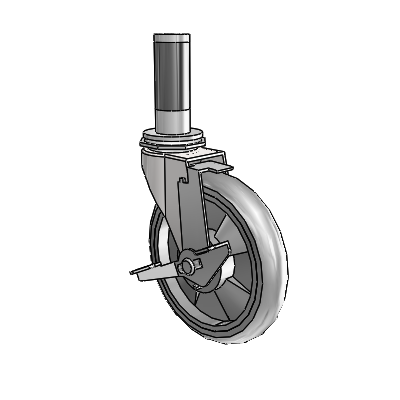 Regent Expanding Adapter Bright Chrome Swivel Caster with 5 x .9375 Grey MonoTech Wheel and Tread Lock Brake