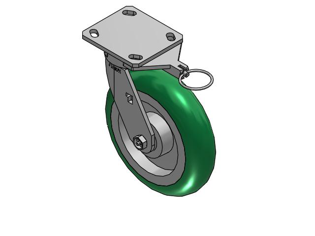 170 Series Top Plate Swivel Caster with 8 x 2 Green Tread on Aluminum Core PM - Round Polyurethane (Aluminum Core) Wheel