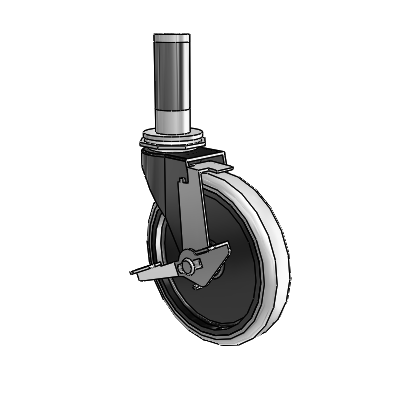 Regent Expanding Adapter Black Oxide Swivel Caster with 5 x .9375 Grey Thermoplastic Urethane Wheel and Tread Lock Brake