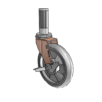 Regent Expanding Adapter Copper Oxide Swivel Caster with 5 x .9375 Grey MonoTech Wheel and Side Brake