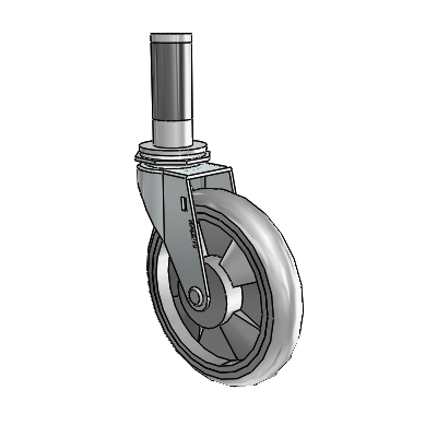 Regent Expanding Adapter Zinc Swivel Caster with 5 x .9375 Grey MonoTech Wheel