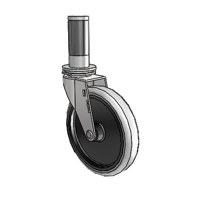 Roulette pivotante Regent à adaptateur extensible, finition chrome brillant, équipée de 5 roues en uréthane thermoplastique gris de 0,9375