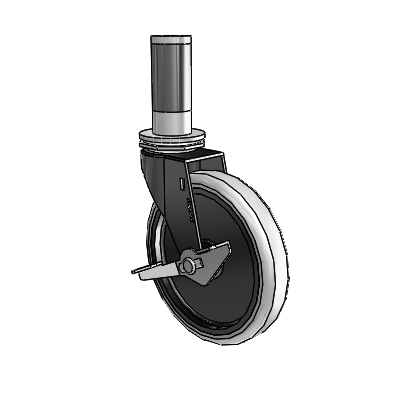 Regent Expanding Adapter Black Oxide Swivel Caster with 5 x .9375 Grey Thermoplastic Urethane Wheel and Side Brake