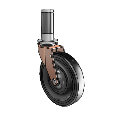 Regent Expanding Adapter Copper Oxide Swivel Caster with 5 x .9375 Black Hard Rubber Wheel