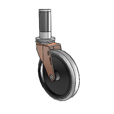 Regent Expanding Adapter Copper Oxide Swivel Caster with 5 x .9375 Grey Thermoplastic Rubber Wheel