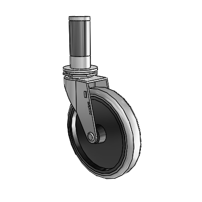 Regent Expanding Adapter Polished Nickel Swivel Caster with 5 x .9375 Grey Thermoplastic Rubber Wheel