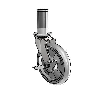 Regent Expanding Adapter Bright Chrome Swivel Caster with 5 x .9375 Grey MonoTech Wheel and Side Brake
