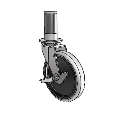 Regent Expanding Adapter Bright Chrome Swivel Caster with 5 x .9375 Grey Thermoplastic Urethane Wheel and Side Brake