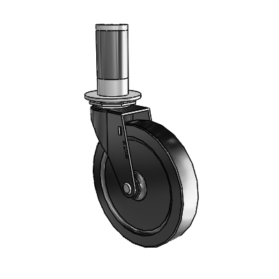 Regent Expanding Adapter Black Oxide Swivel Caster with 5 x .9375 Black Polyolefin Wheel