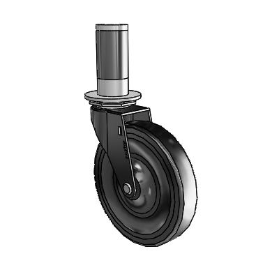 Regent Expanding Adapter Black Oxide Swivel Caster with 5 x .9375 Black Hard Rubber Wheel