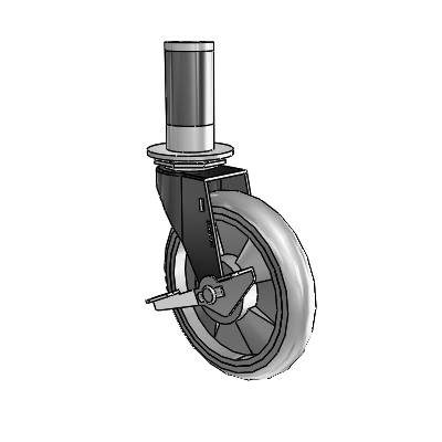 Regent Expanding Adapter Black Oxide Swivel Caster with 5 x .9375 Grey MonoTech Wheel and Side Brake