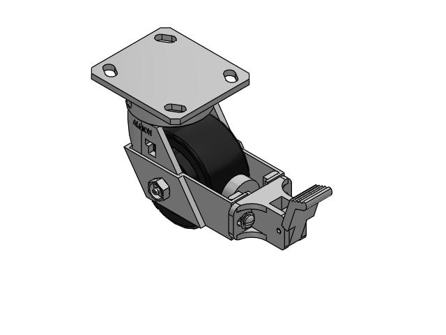 170 Series Top Plate Swivel Caster with 4 x 2 Black Polypropylene RT - Glass-Filled Polypropylene Wheel and Face Brake