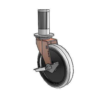 Regent Expanding Adapter Copper Oxide Swivel Caster with 5 x .9375 Grey Thermoplastic Urethane Wheel and Side Brake