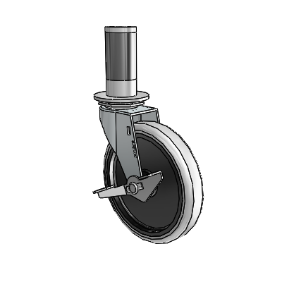Regent Expanding Adapter Zinc Swivel Caster with 5 x .9375 Grey Thermoplastic Urethane Wheel and Side Brake