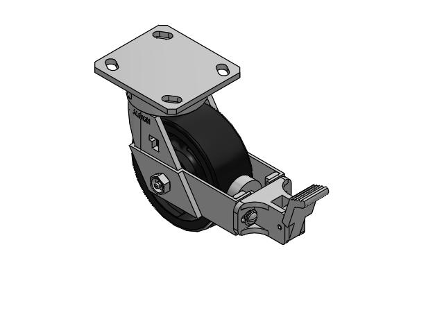 170 Series Top Plate Swivel Caster with 5 x 2 Black Polypropylene RT - Glass-Filled Polypropylene Wheel and Face Brake