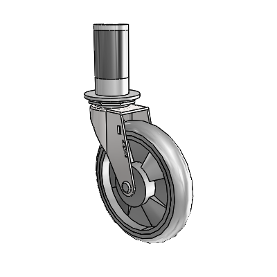 Regent Expanding Adapter Bright Chrome Swivel Caster with 5 x .9375 Grey MonoTech Wheel