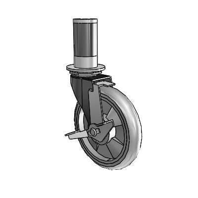 Regent Expanding Adapter Black Oxide Swivel Caster with 5 x .9375 Grey MonoTech Wheel and Tread Lock Brake