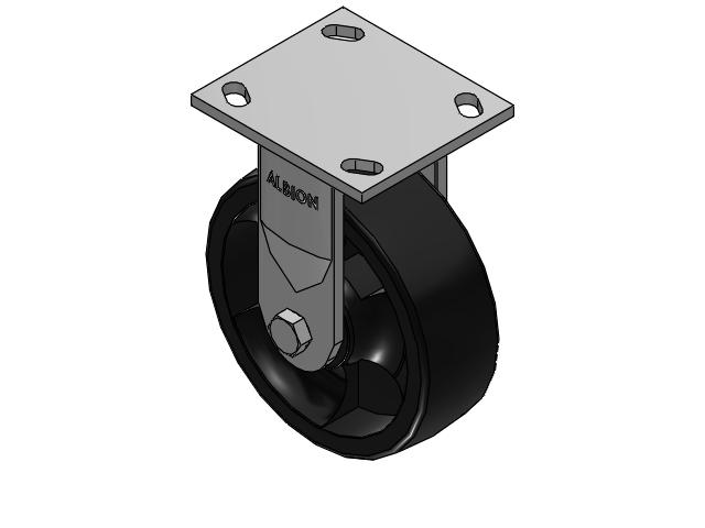 170 Series Top Plate Rigid Caster with 6 x 2 Black Polypropylene RT - Glass-Filled Polypropylene Wheel