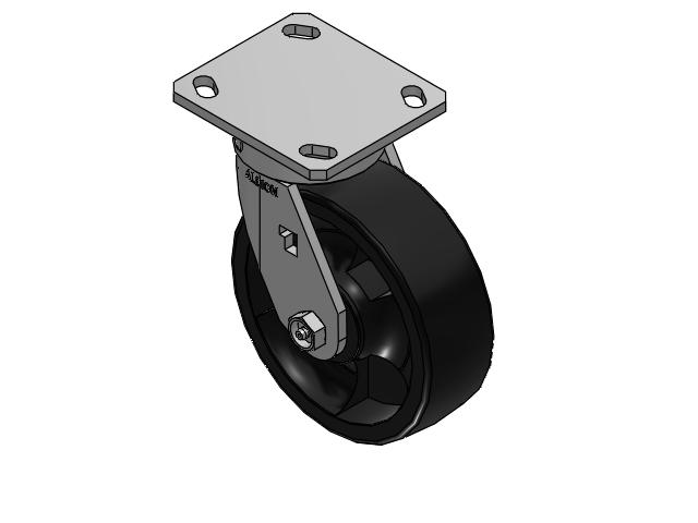 170 Series Top Plate Swivel Caster with 6 x 2 Black Polypropylene RT - Glass-Filled Polypropylene Wheel