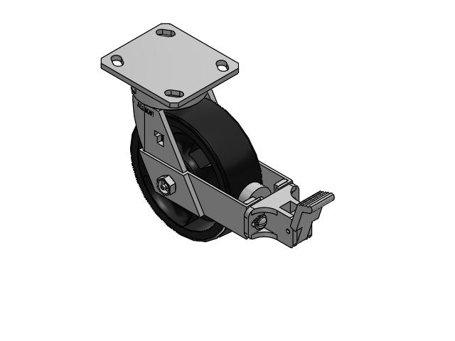 170 Series Top Plate Swivel Caster with 6 x 2 Black Polypropylene RT - Glass-Filled Polypropylene Wheel and Face Brake