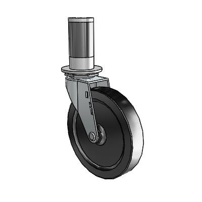 Regent Expanding Adapter Zinc Swivel Caster with 5 x .9375 Black Polyolefin Wheel