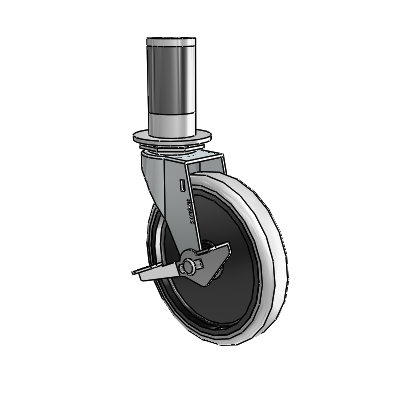 Regent Expanding Adapter Zinc Swivel Caster with 5 x .9375 Grey Thermoplastic Urethane Wheel and Side Brake
