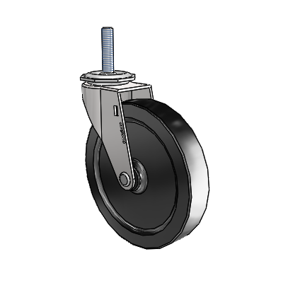 Regent Threaded Stem Bright Chrome Swivel Caster with 5 x .9375 Black Polyolefin Wheel