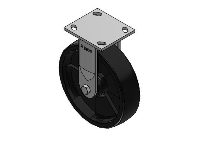 170 Series Top Plate Rigid Caster with 8 x 2 Black Polypropylene RT - Glass-Filled Polypropylene Wheel