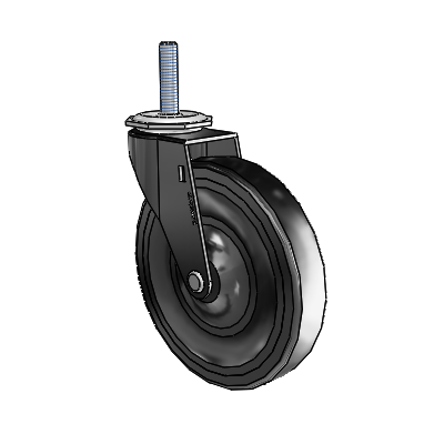 Regent Threaded Stem Black Oxide Swivel Caster with 5 x .9375 Black Soft Rubber Wheel