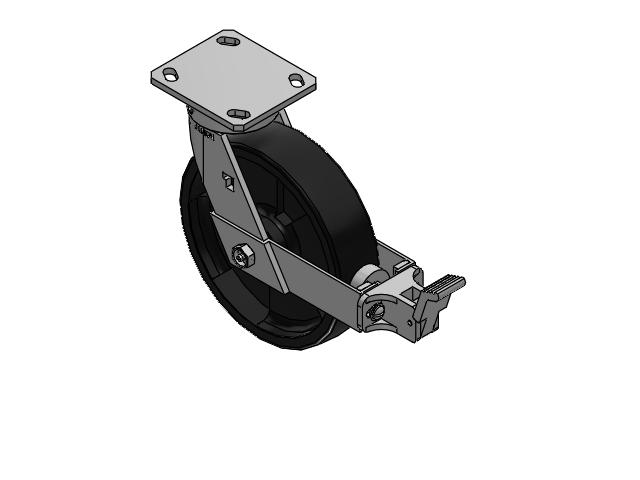 170 Series Top Plate Swivel Caster with 8 x 2 Black Polypropylene RT - Glass-Filled Polypropylene Wheel and Face Brake