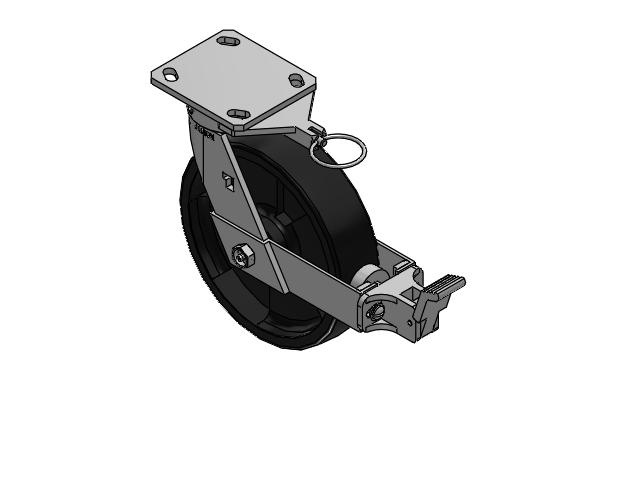 170 Series Top Plate Swivel Caster with 8 x 2 Black Polypropylene RT - Glass-Filled Polypropylene Wheel and Face Brake